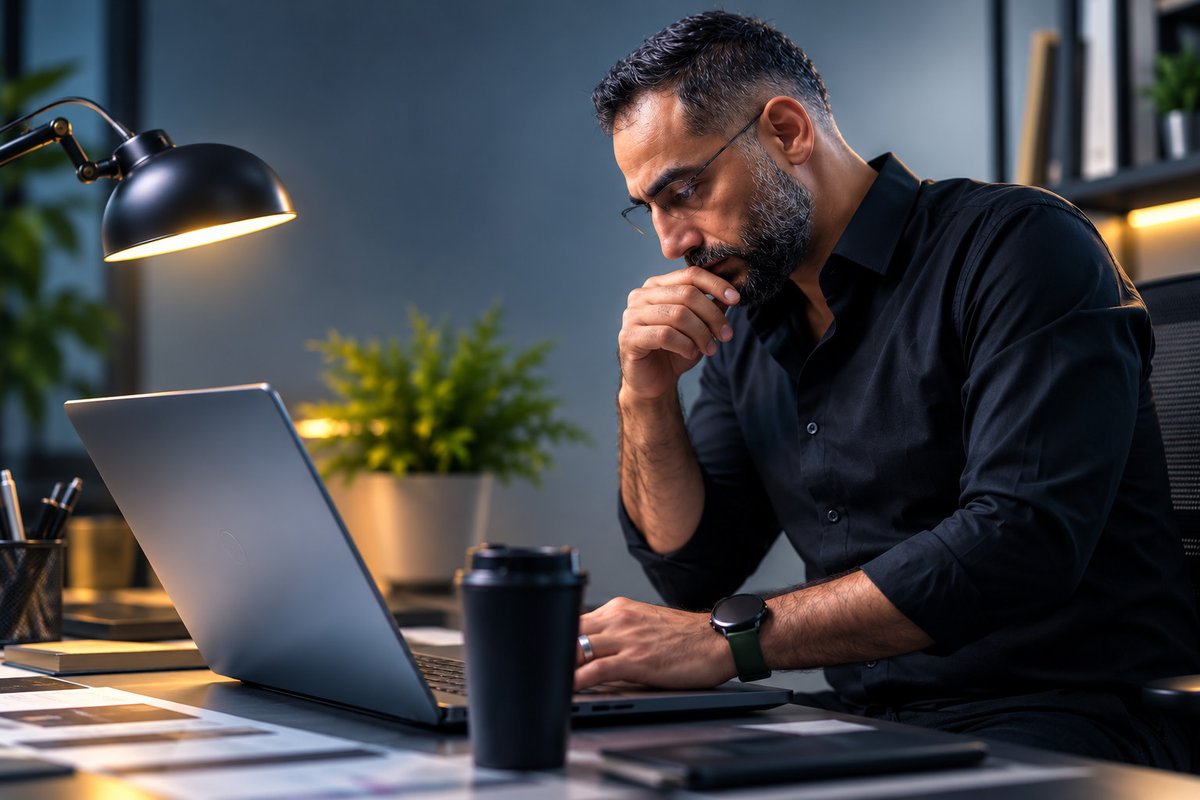 Essam Hajjaj working on AI systems at his desk